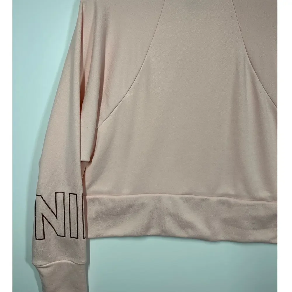 Nike Women's Center Swoosh Crop Crew Neck Sweatshirt Long Sleeves Pink Size M